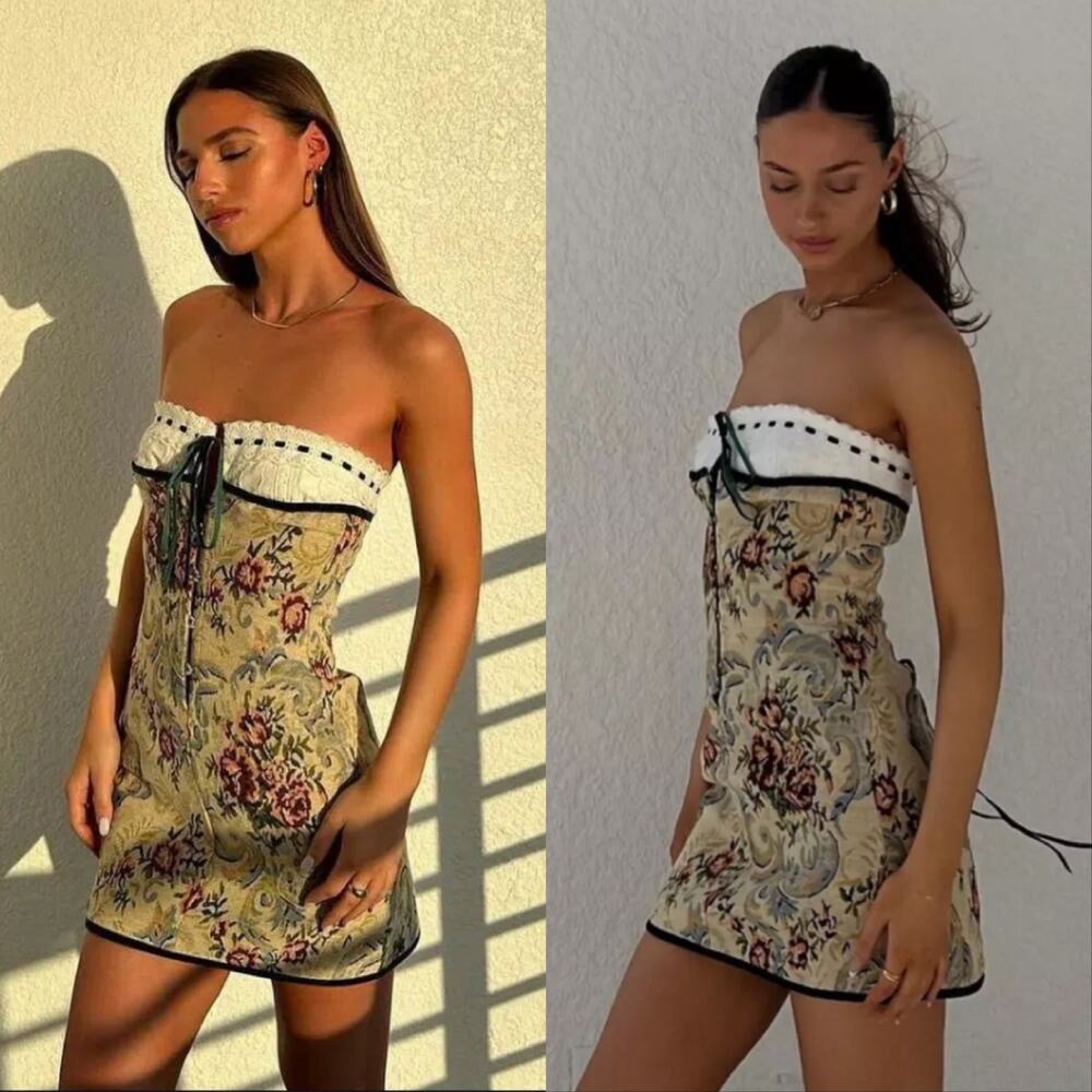 With Jean Sabrin Strapless Mini Dress Tabi Tapestry - Picture 2 of 7